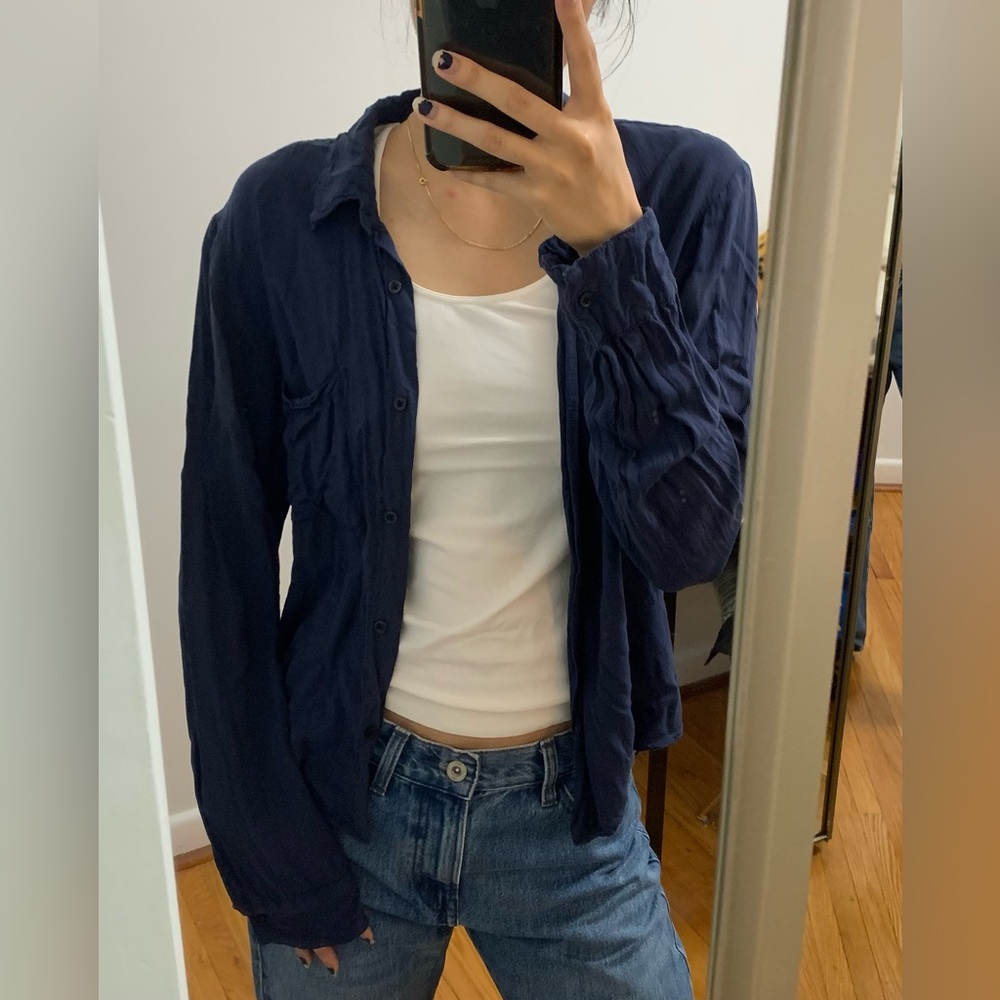 Navy Button Down